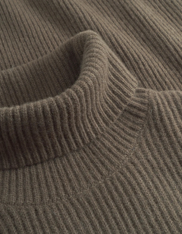 Eddie Wool Rib Rollneck Knit Teak Brown