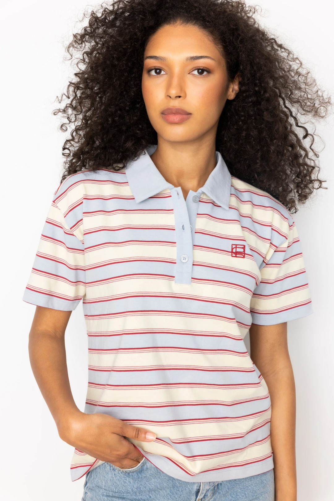 Evelyn Polo Tee - Ocean Stripe