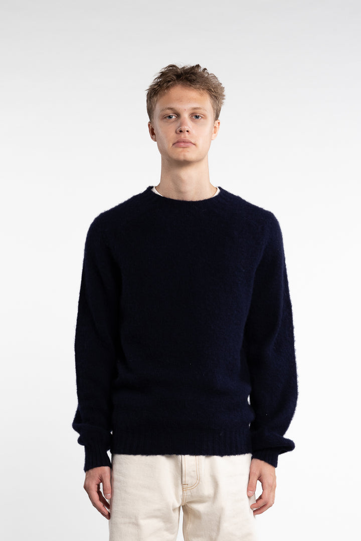 Brushed Shetland Crew Neck Jumper Navy