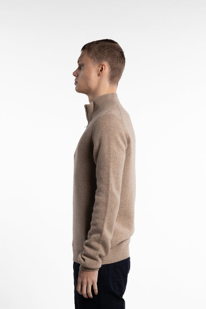 Karl Half-Zip Lambswool Knit Beige