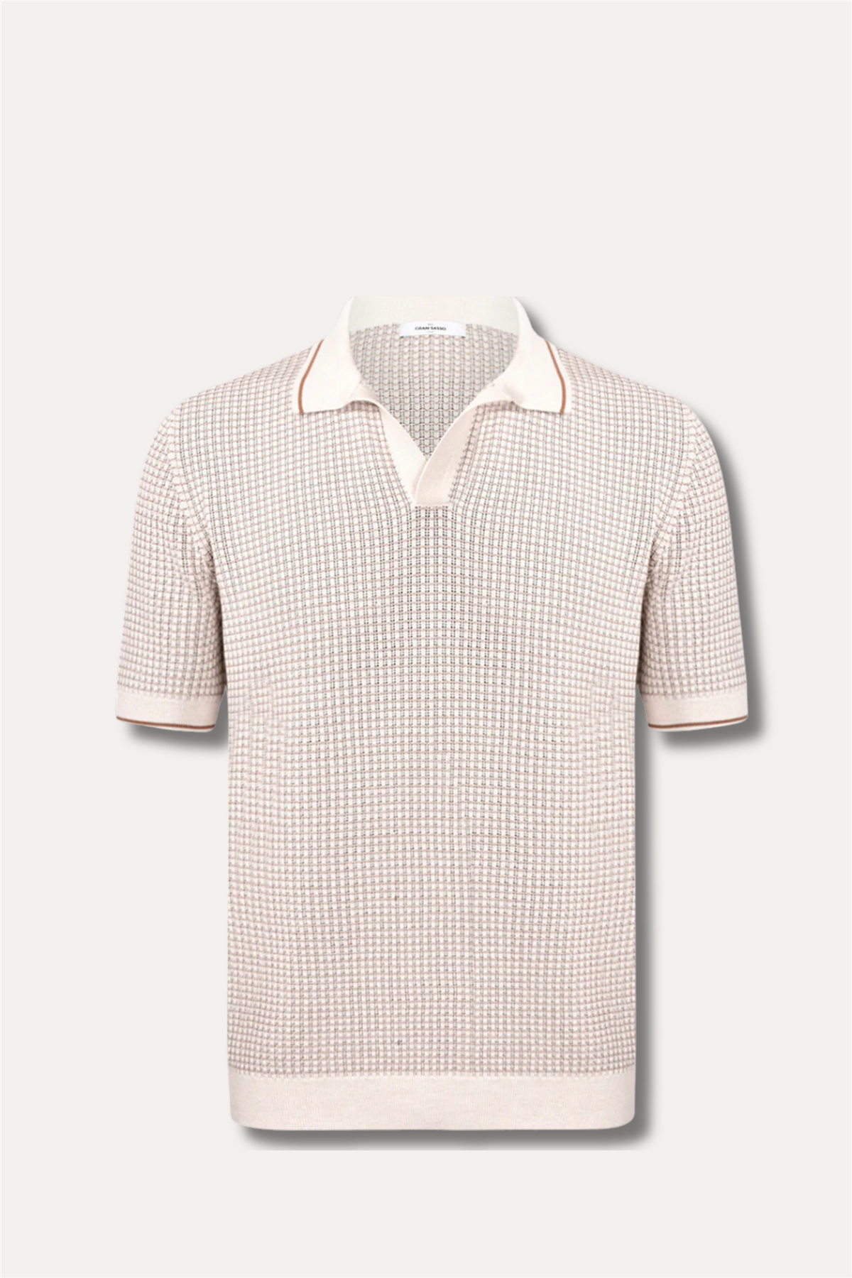 Contrasting Details Knit Polo Beige/Brown