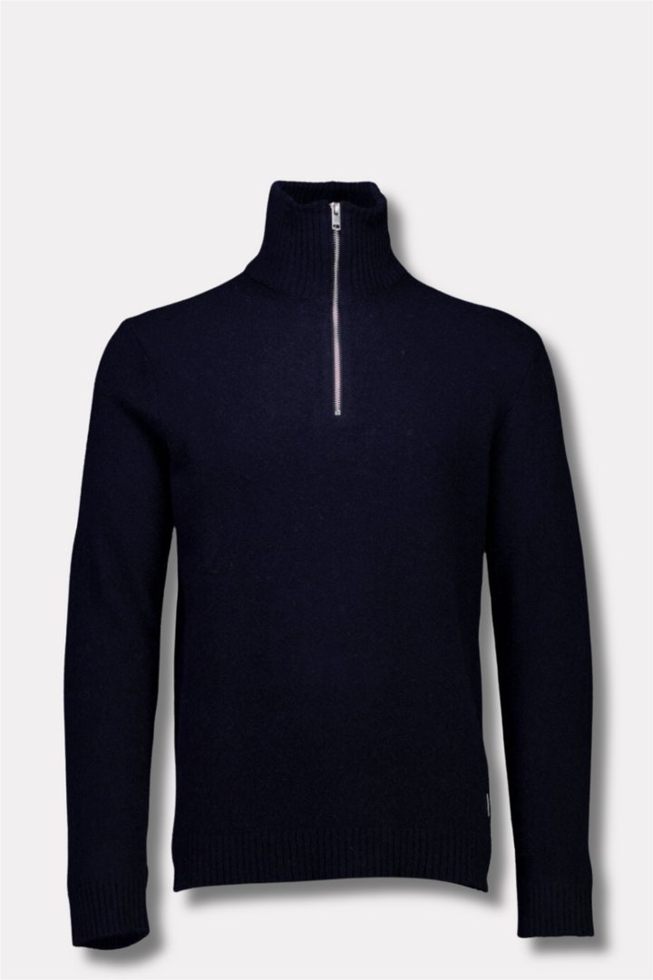 Lambswool Half Zip Knit Navy