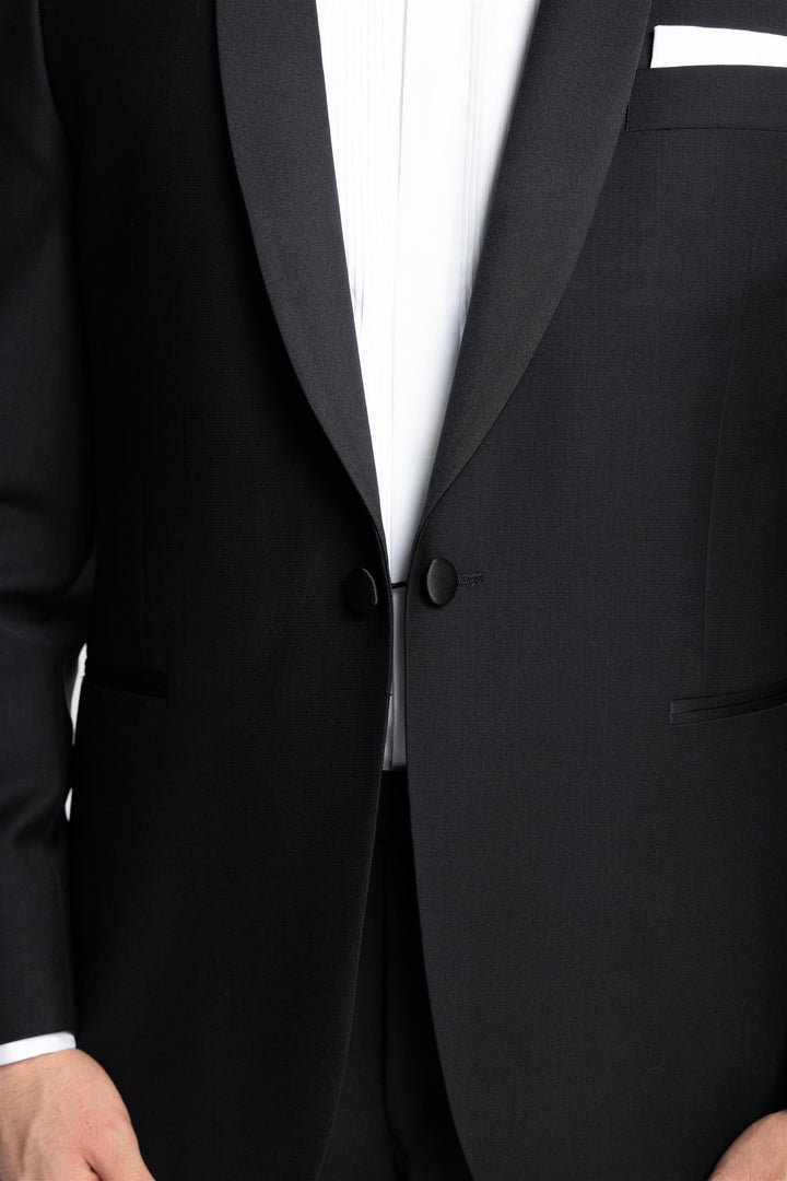 Filip Regular Fit Tuxedo Blazer Black