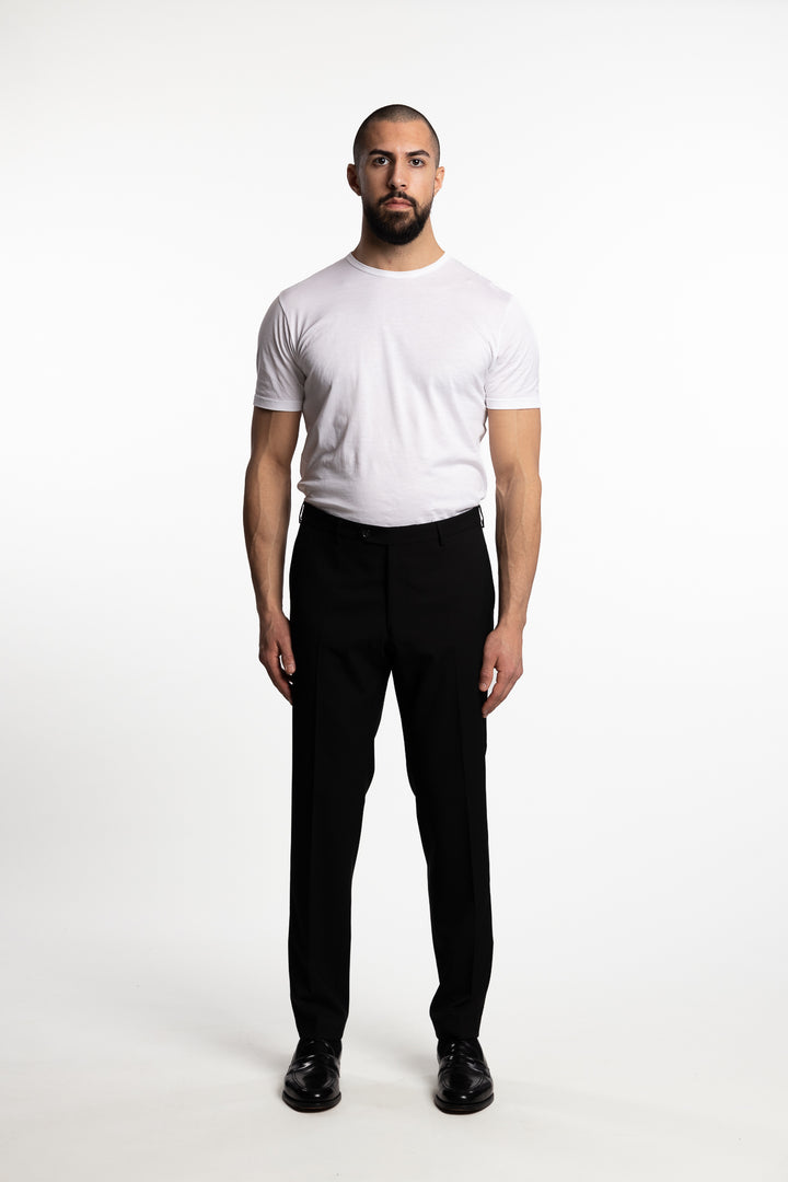 Denz Slim Fit Wool Trousers Black