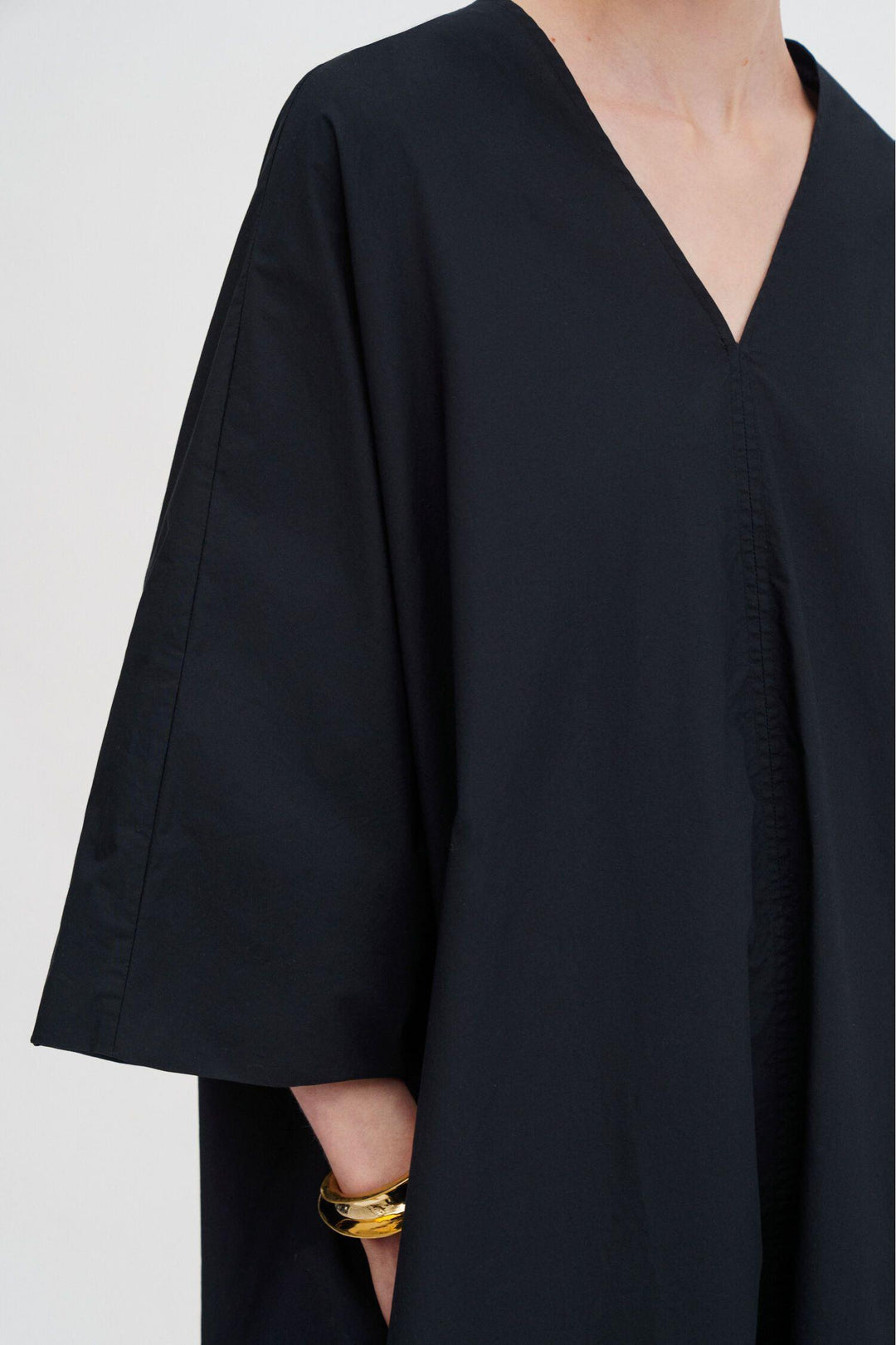 V-Neck Cotton Kaftan- Black