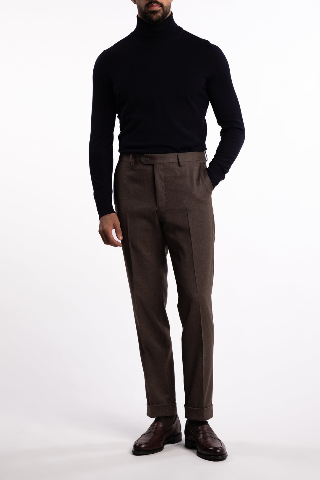 Dandy Turn Up Trousers Beige Melange
