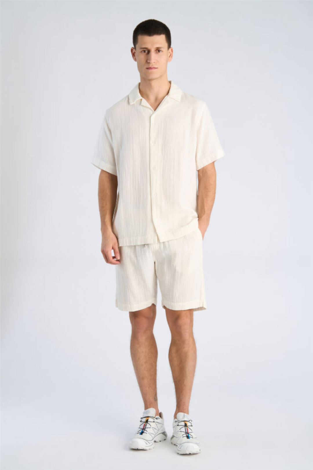 Cotton Muslin Shorts Off White