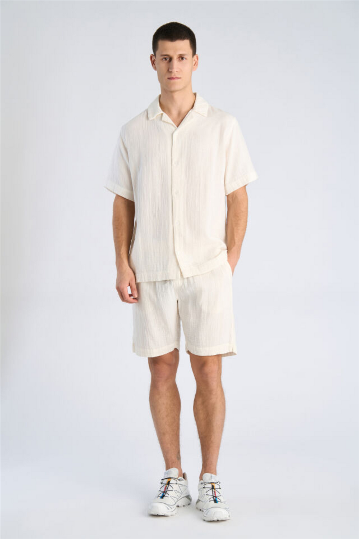 Cotton Muslin Shorts Off White
