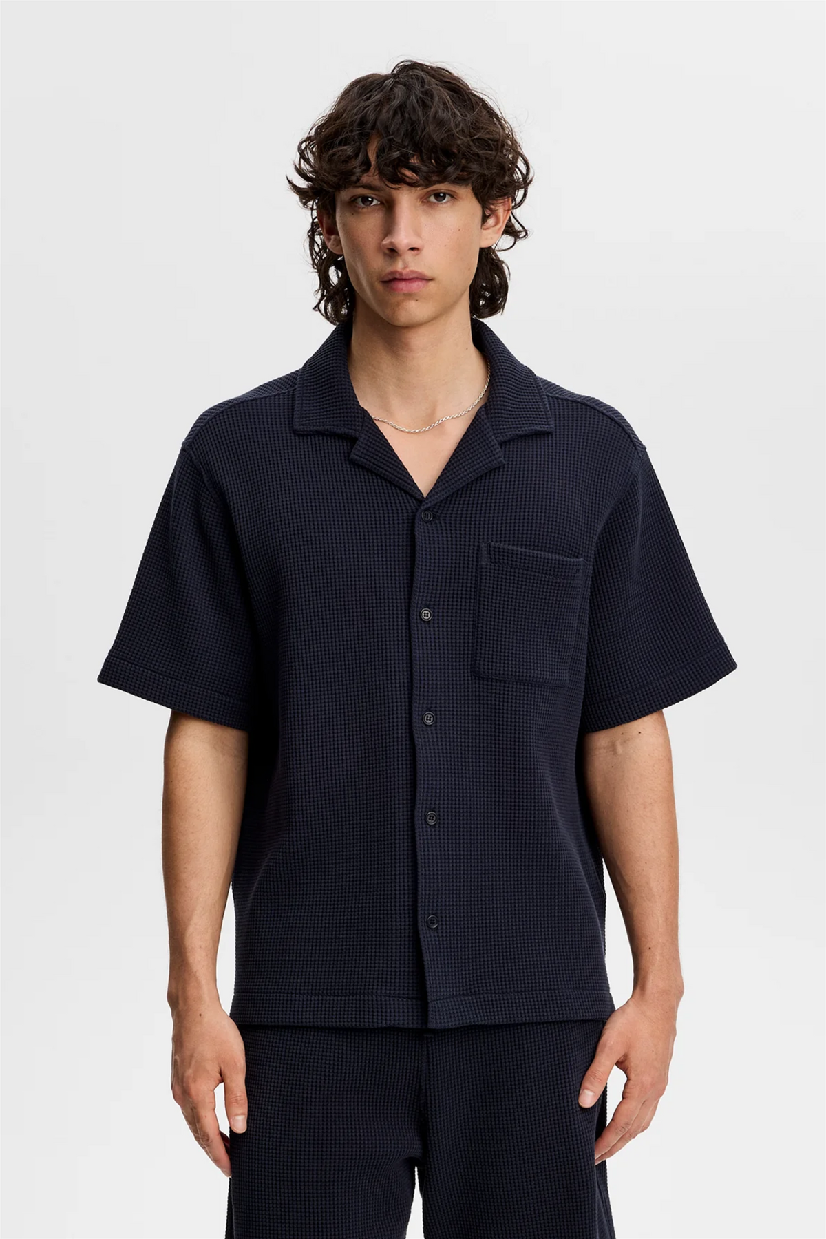 Theron Waffle Shirt Navy