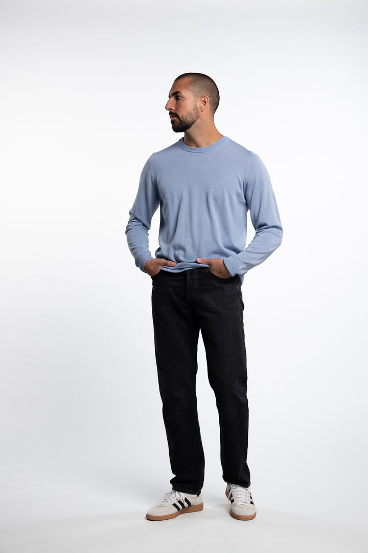 Keane Light Merino Crew Neck Rain Washed