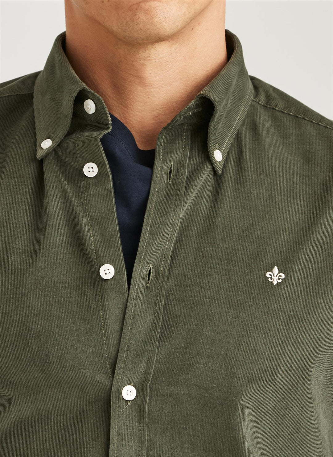 Douglas Slim Fit Cord Shirt Olive