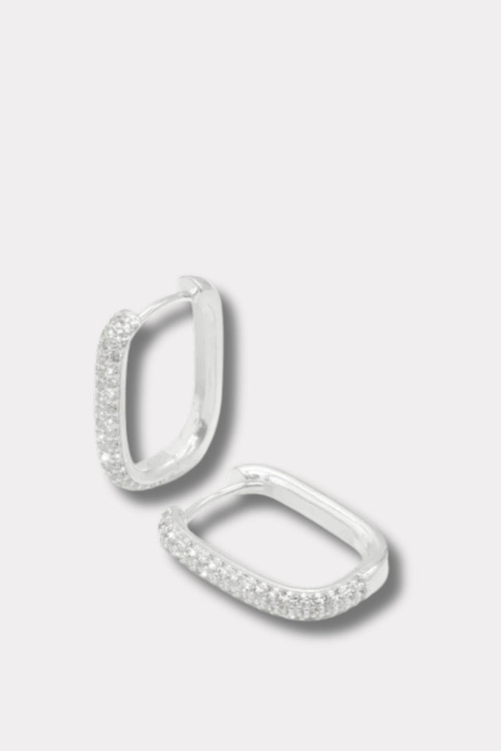 Petite Diamond Edge Hoops Silver