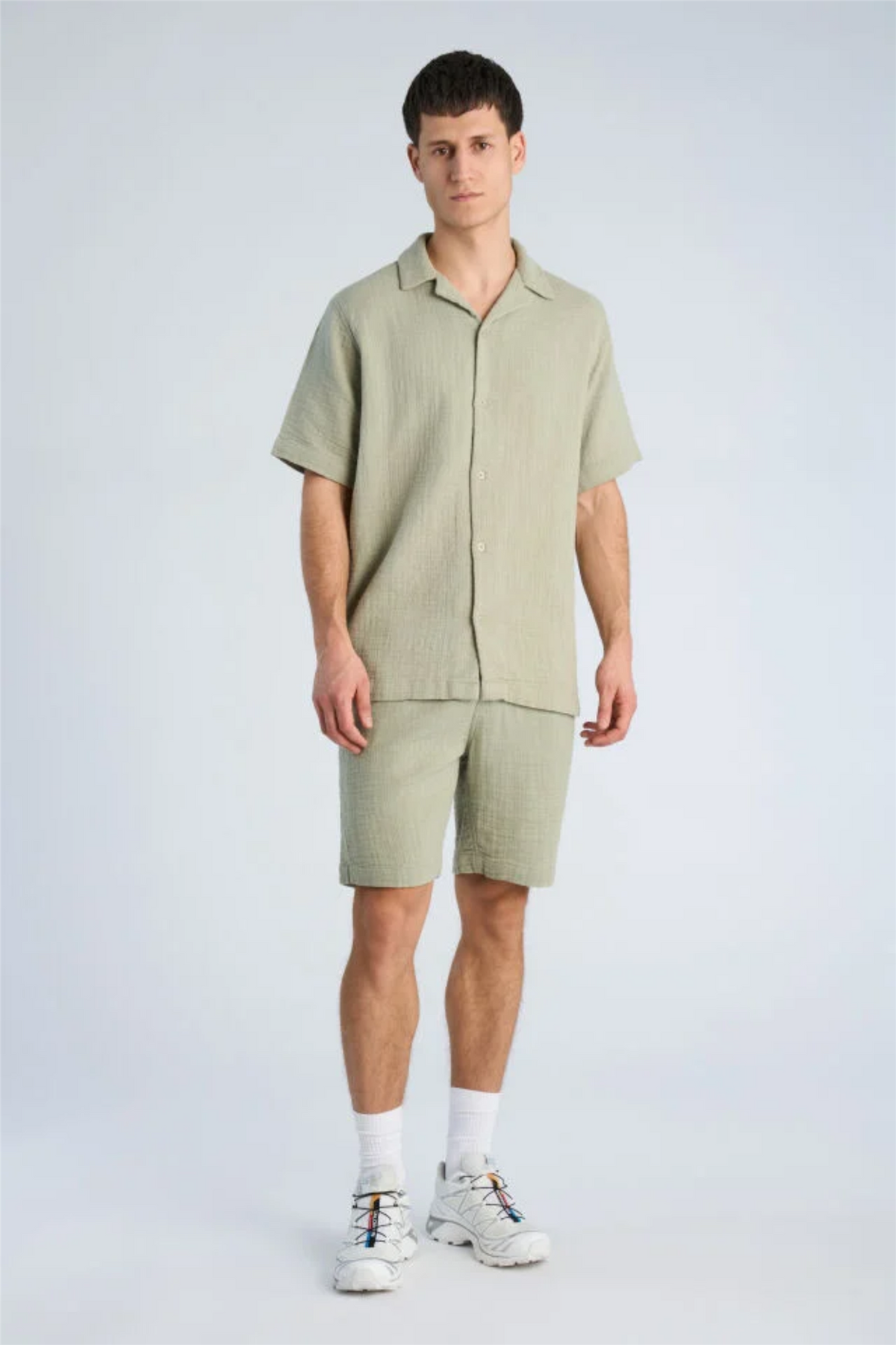 Cotton Muslin Resort Shirt S/S Dusty Olive