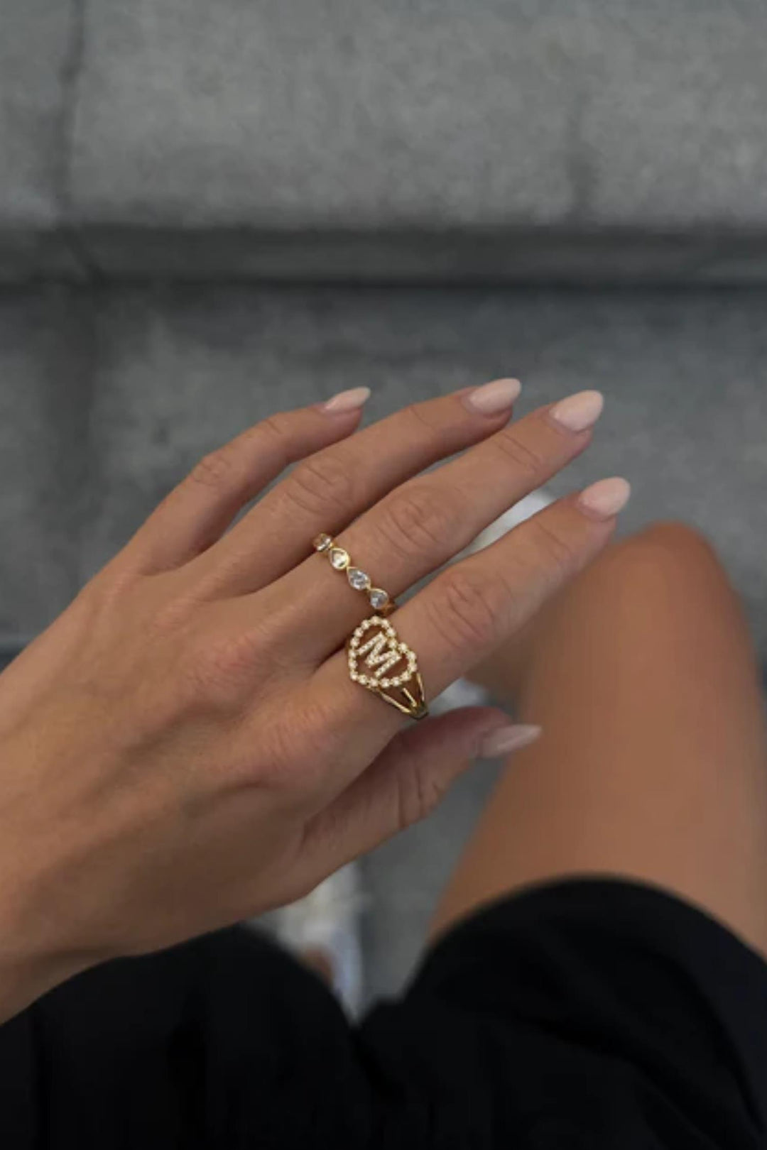 Diamond Band Ring Drop Gold