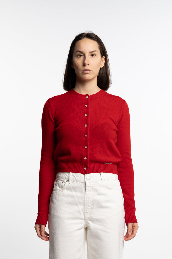 W. Cashmere Cardigan- Red