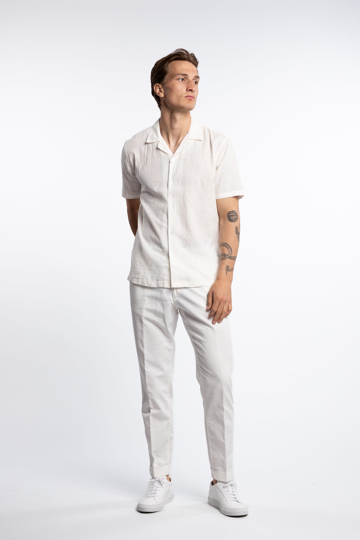 Casual Linen Blend Resort S/S White