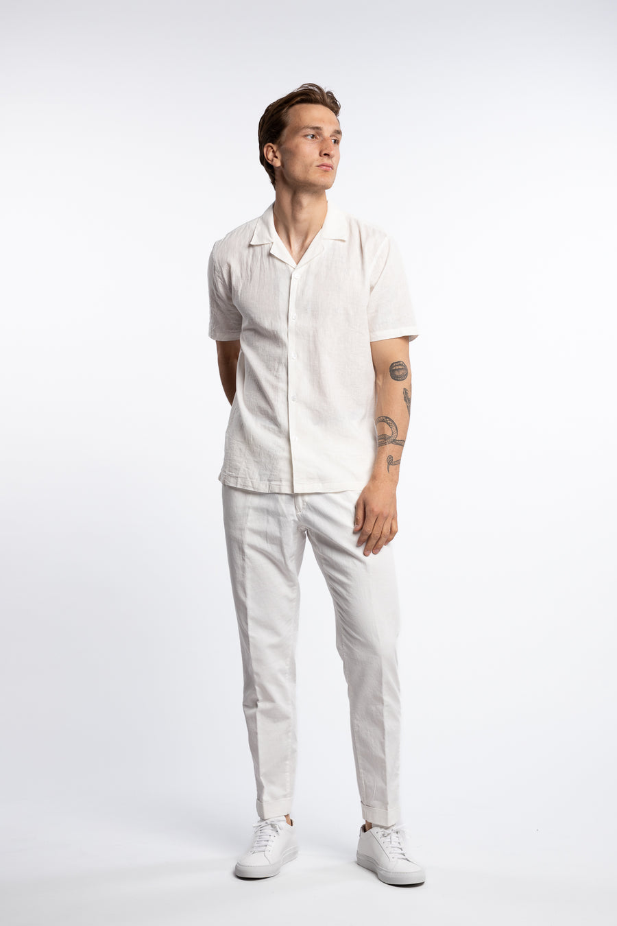 Casual Linen Blend Resort S/S White
