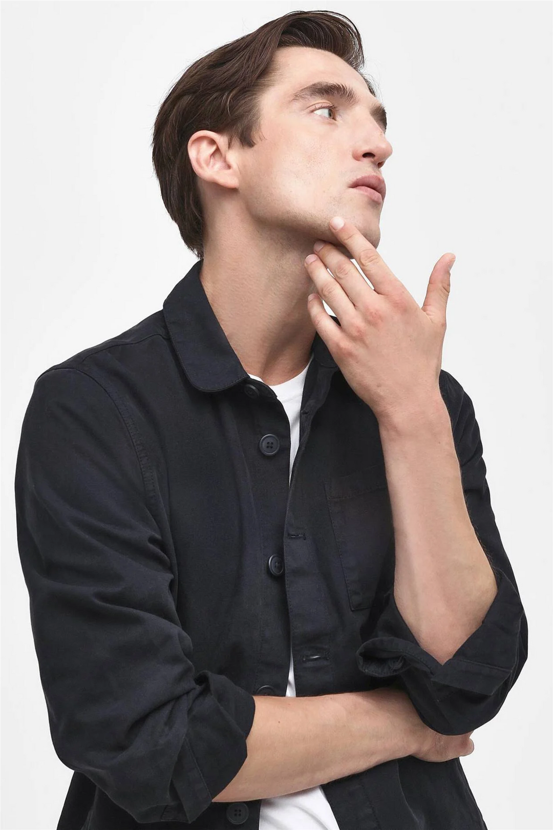 Washed Cotton Overshirt Navy