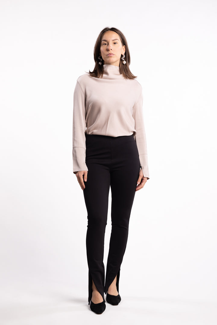 Stretch Zip Leggings- Black