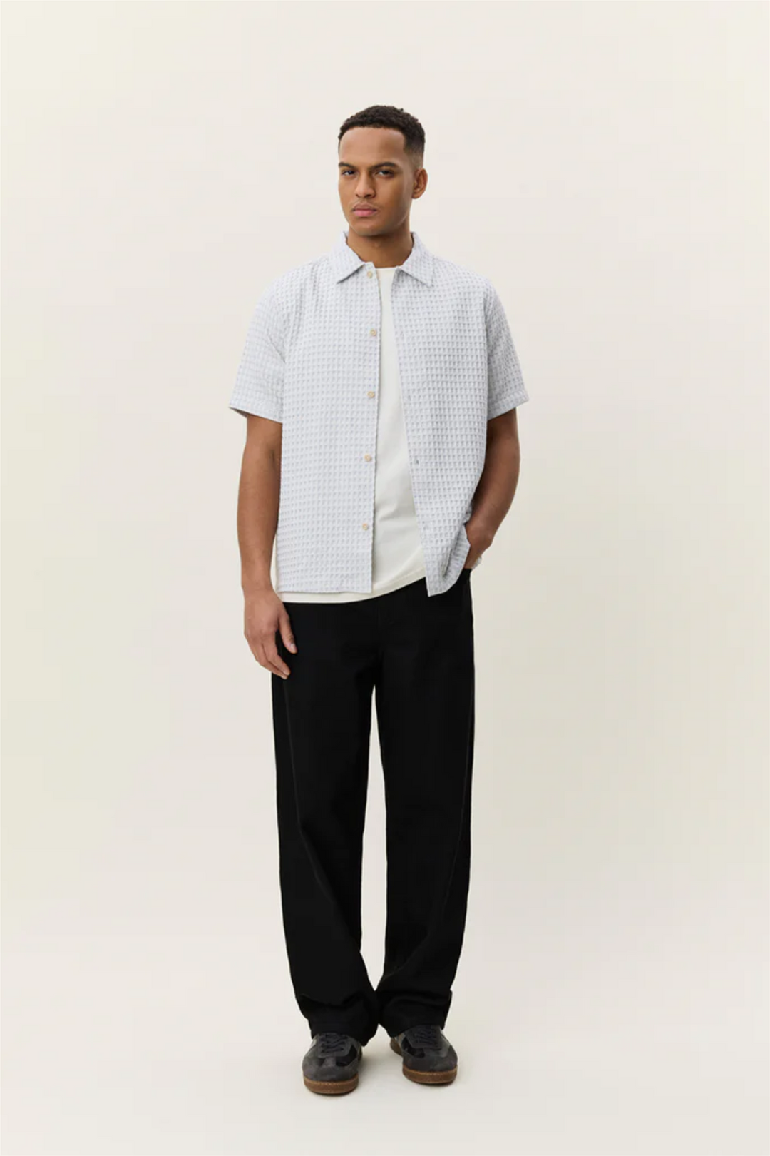 Check Seersucker SS Shirt Light Ivory