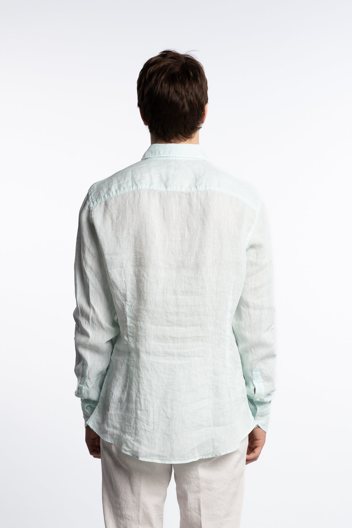 Slimline Linen Shirt Light Aqua
