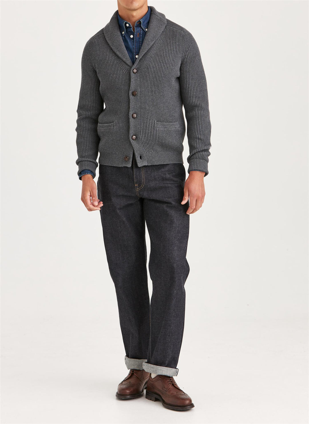 Brayden Shawl Cardigan Grey