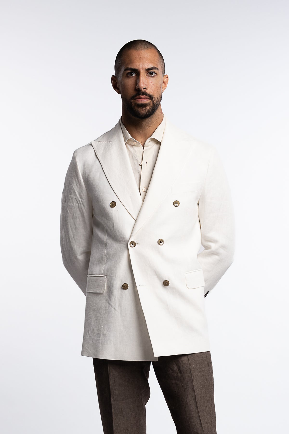 Farris Regular Fit Double Breasted Linen Blazer