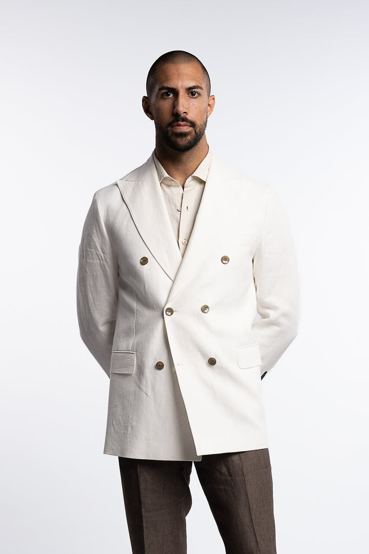 Farris Regular Fit Double Breasted Linen Blazer