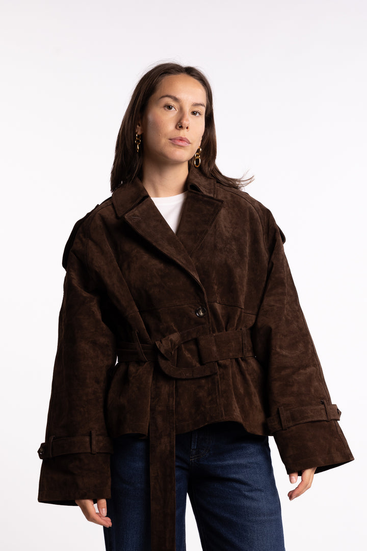 York Cropped Trench- Dark brown