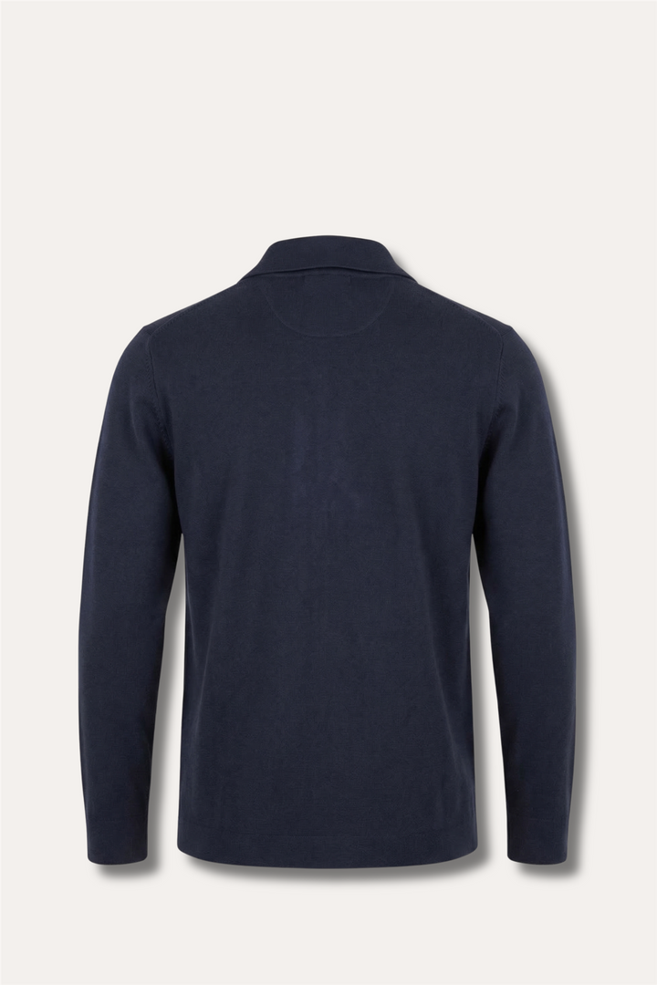 Knitted Cotton Shirt Jacket Navy
