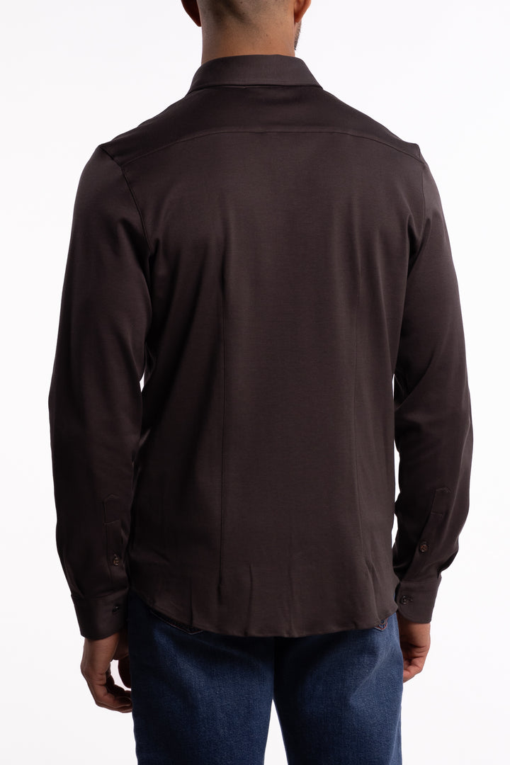 Cotton Stretch Shirt Brown