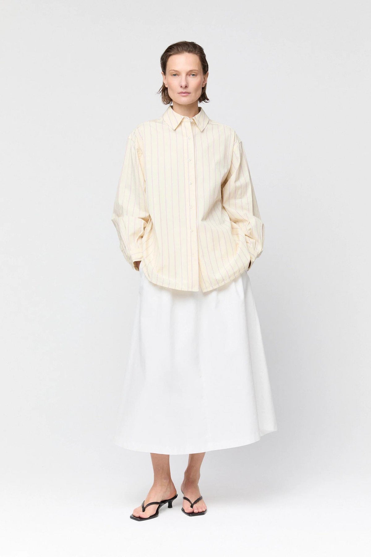 Poet Pleat Skirt Off White