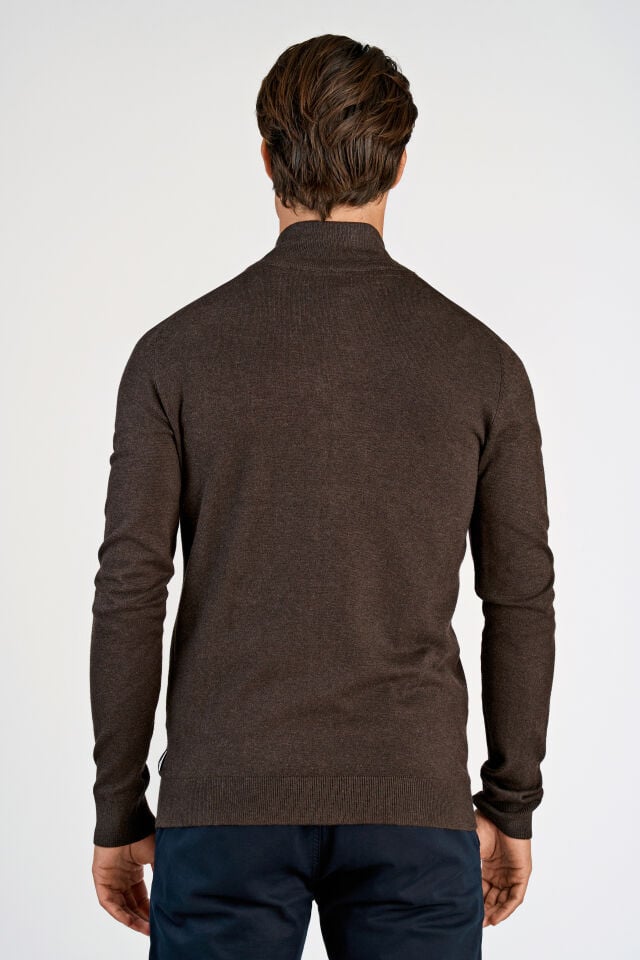 Ecovero Zip Cardigan Dark Brown Mel