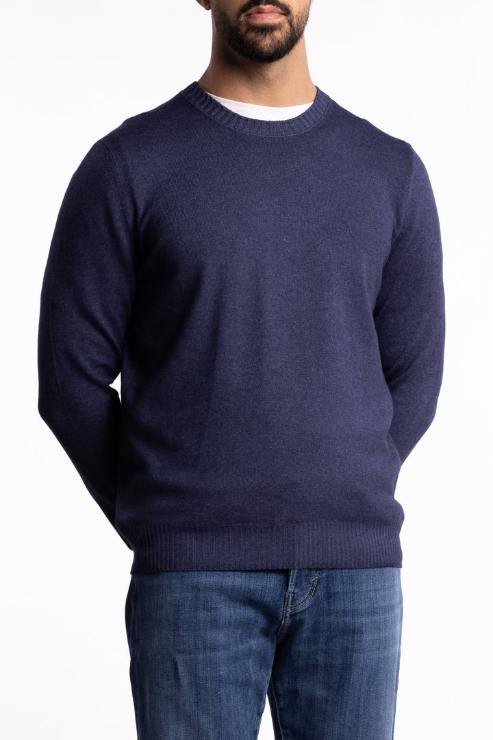 Wool/Cashmere Washed Crewneck Blue