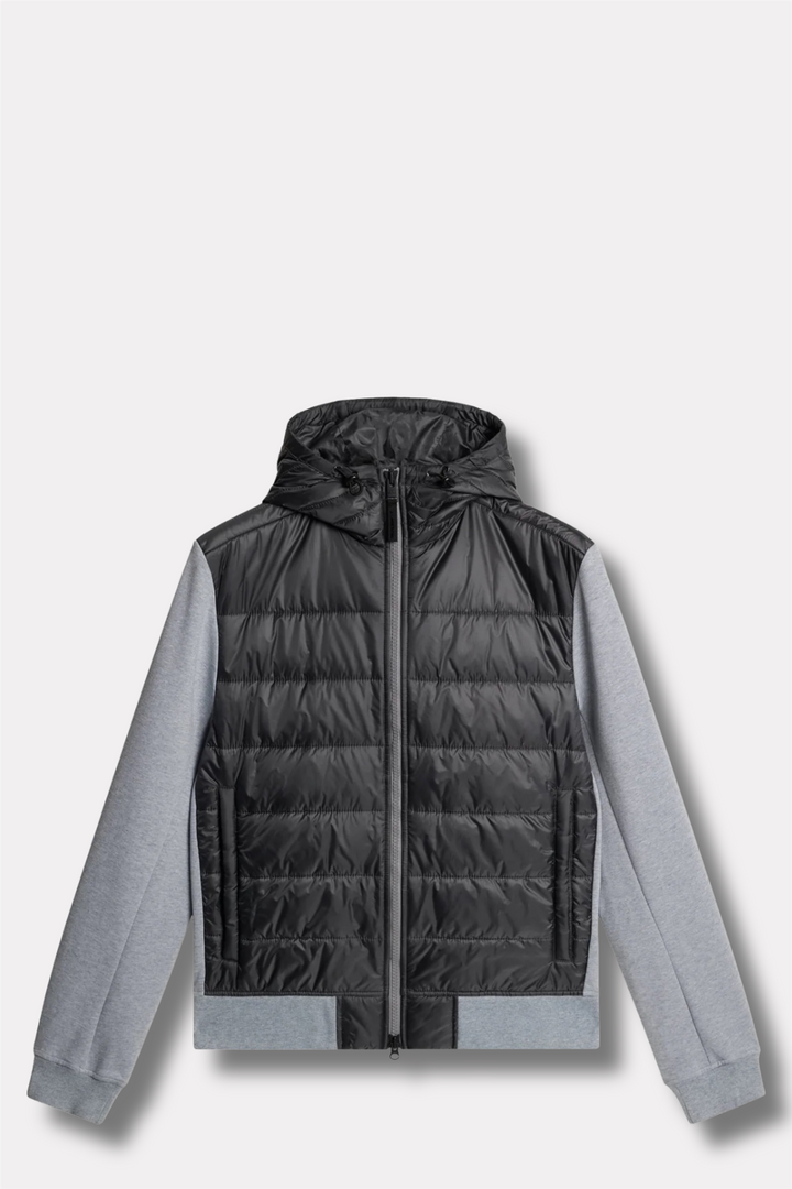 Seth Hybrid Zip Hood Medium Grey Melange