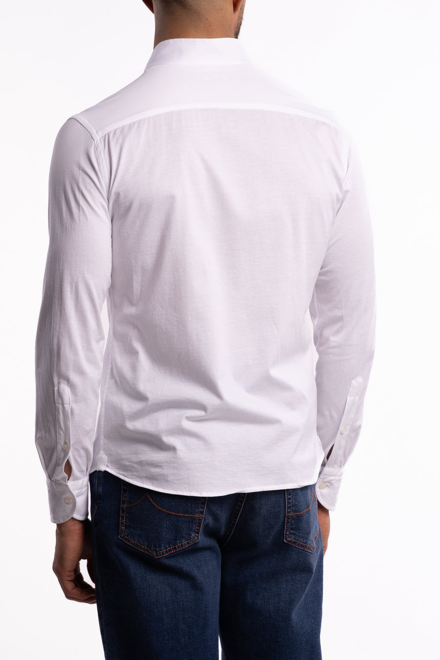 No Collar Cotton Shirt White