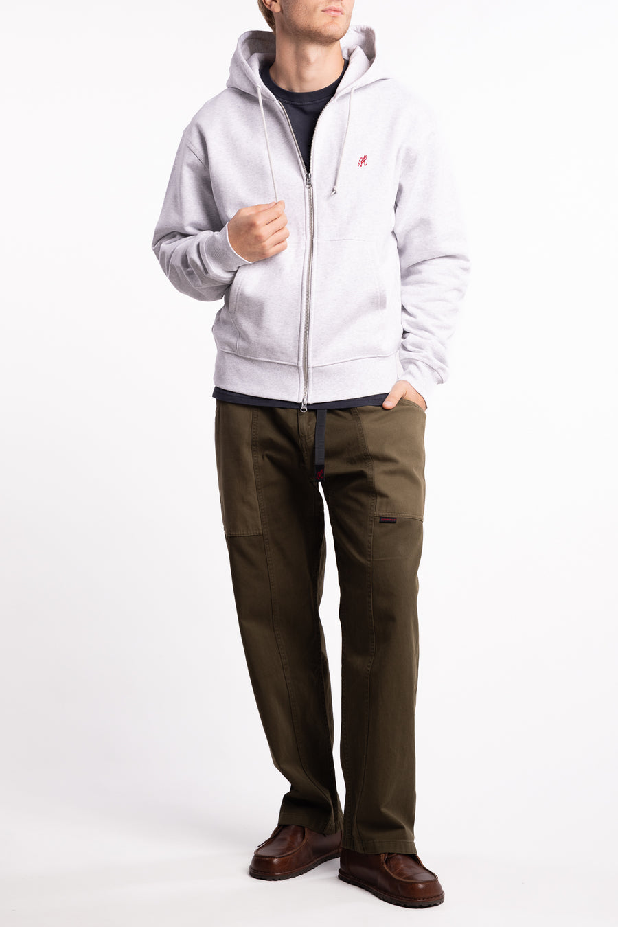 One Point Zip Hooded Sweatshirt Heather Ash