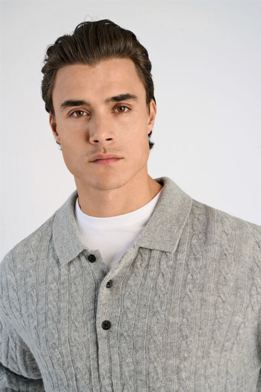 Lambswool L/S Button Polo Mid Grey Mel