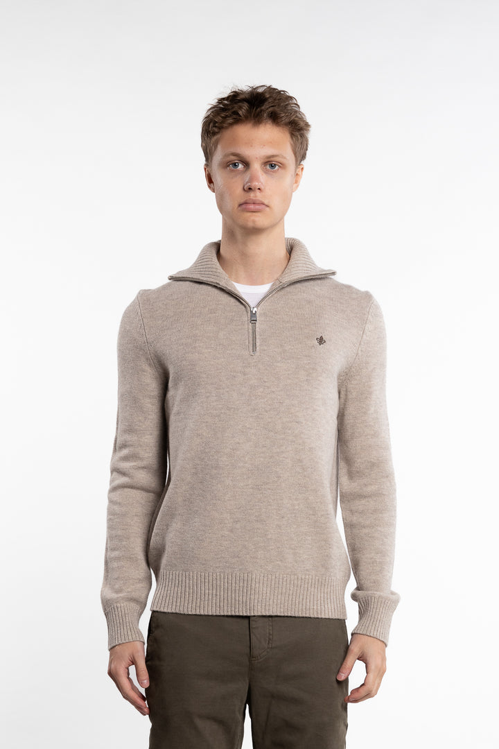 New Hertford Merino Half Zip Khaki