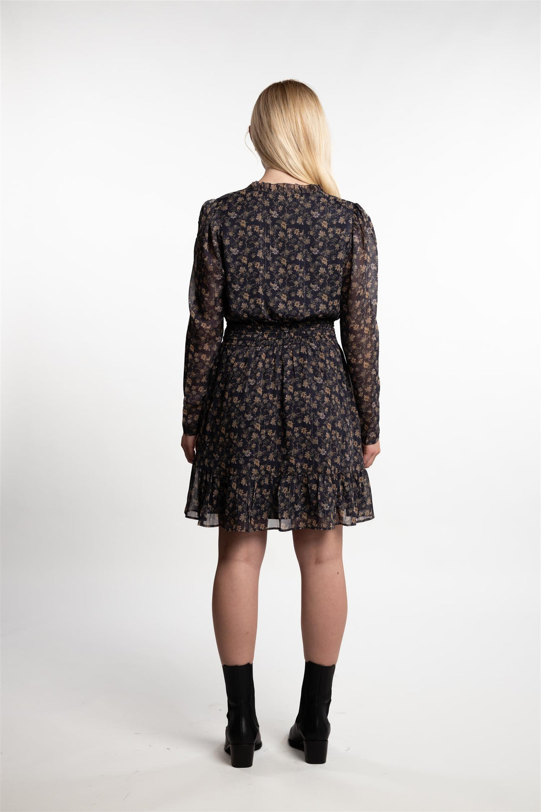 Eira Dress- Navy Dahlia Print