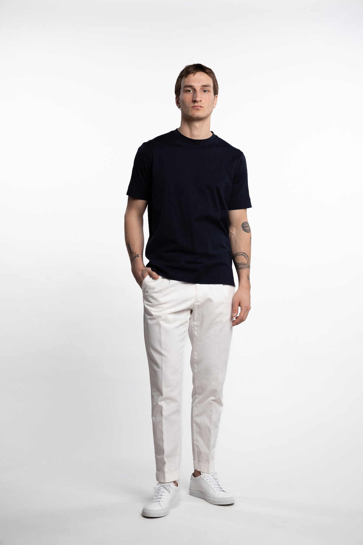 Capri Pleated Cotton/Linen Pant White