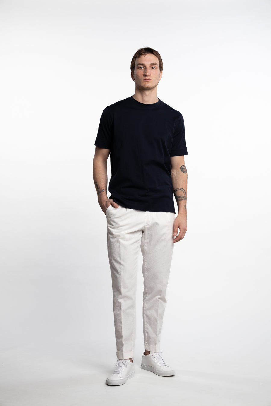 Capri Pleated Cotton/Linen Pant White