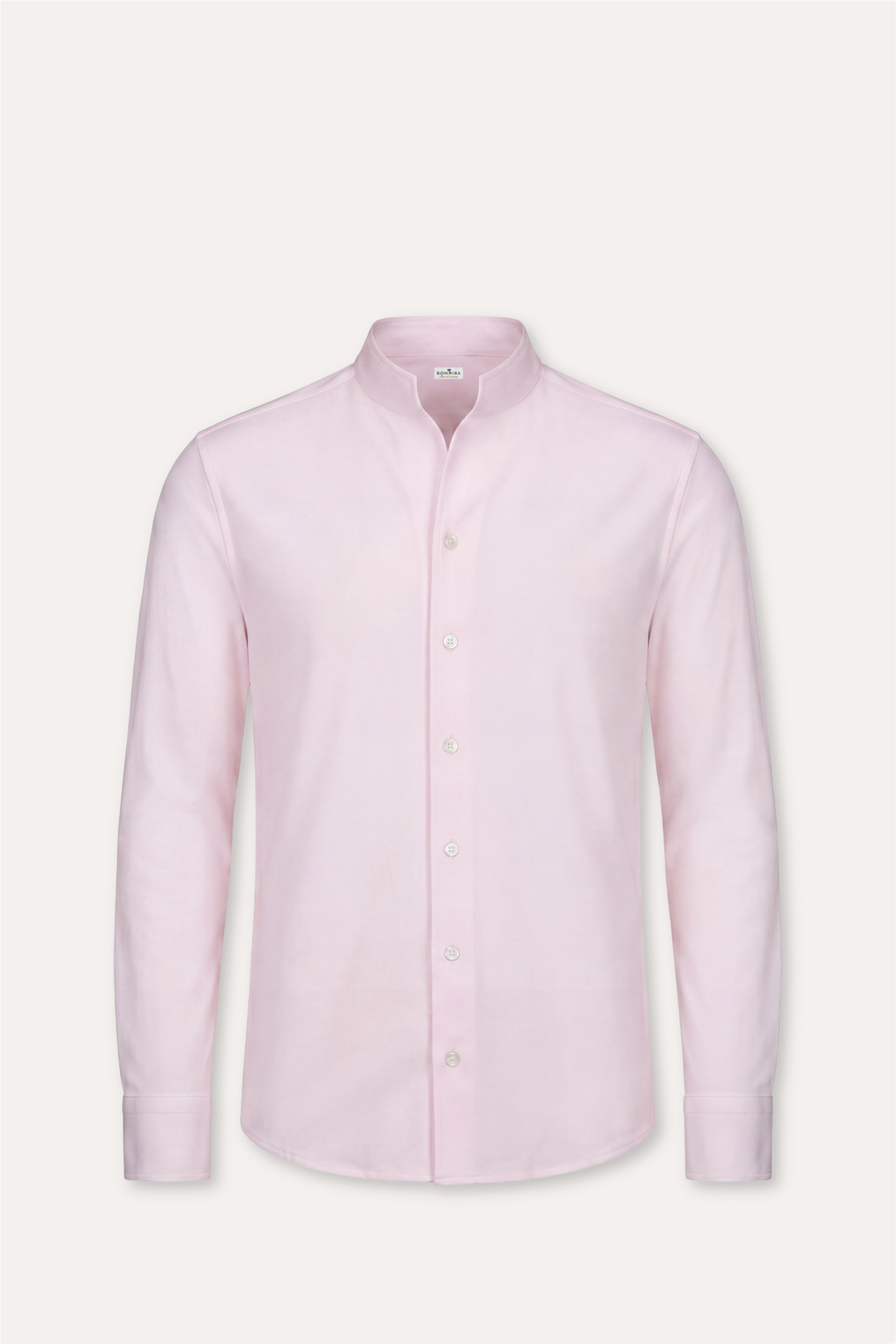 No Collar Cotton Shirt Pink