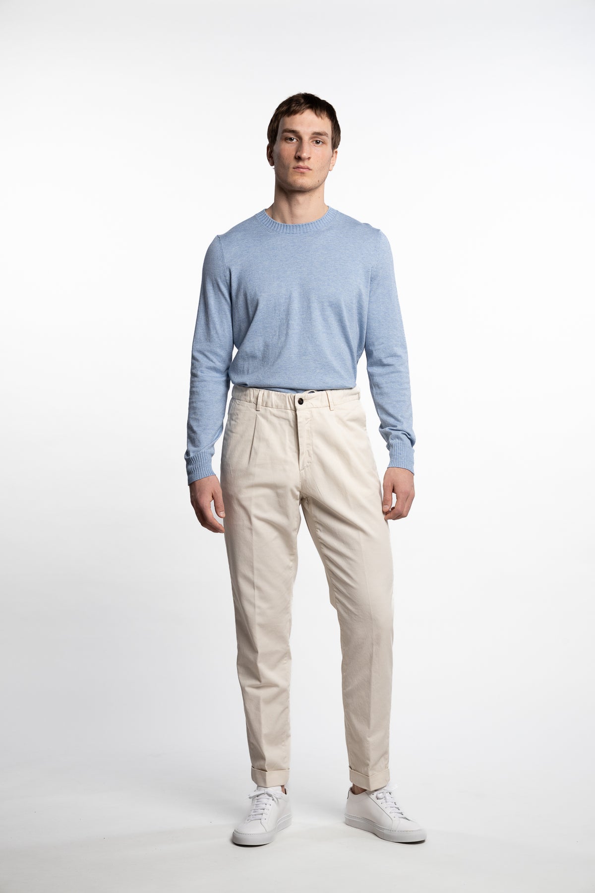 Capri Pleated Cotton/Linen Pant Beige