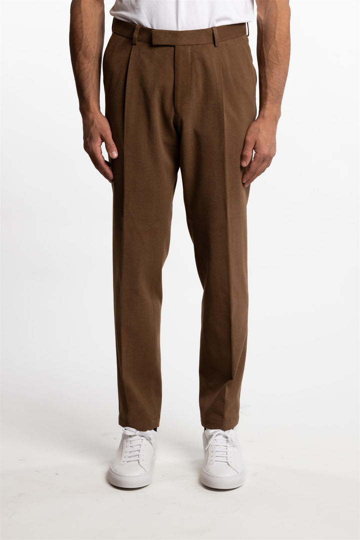 Parma Pleated Cotton Chinos Gold Brown