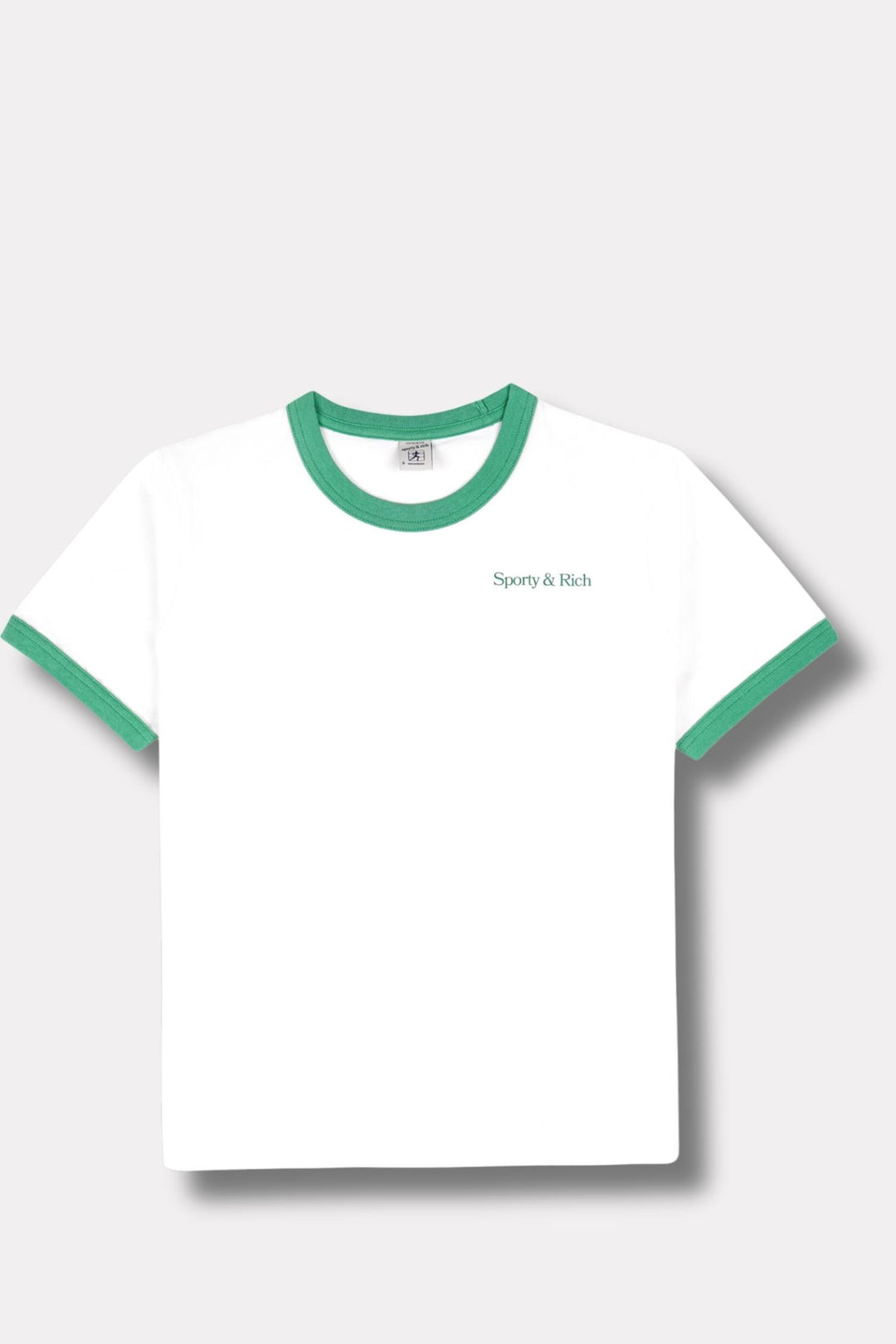 Serif Logo Ringer-Tee- White/Verde