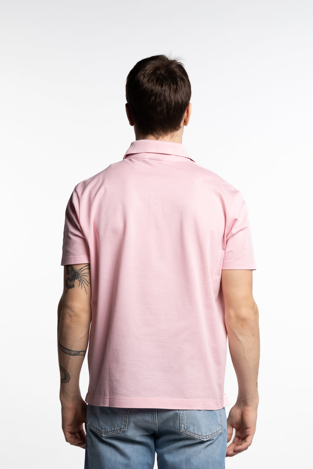 Shark Badge Double Piqué Cotton Polo Light Pink