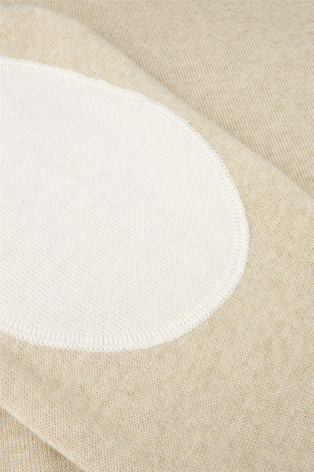 Merino Wool Crew Neck Elbow Patch Light Beige Pattern