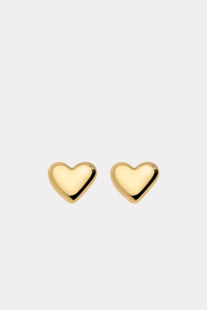 The Pebble Heart Studs- Gold
