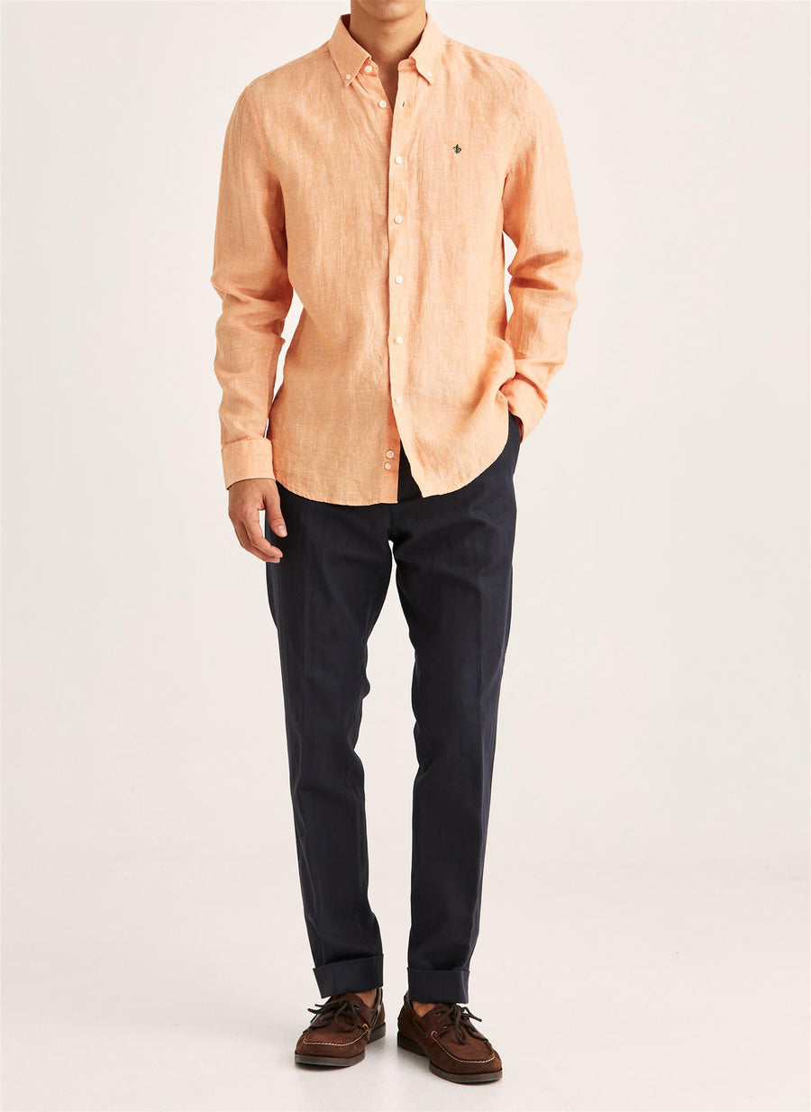 Douglas Classic Fit Linen Shirt Orange